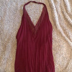 Backless red bodysuit